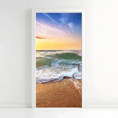 Sticker pour porte coucher de soleil sur l'océan – Wallnifity®