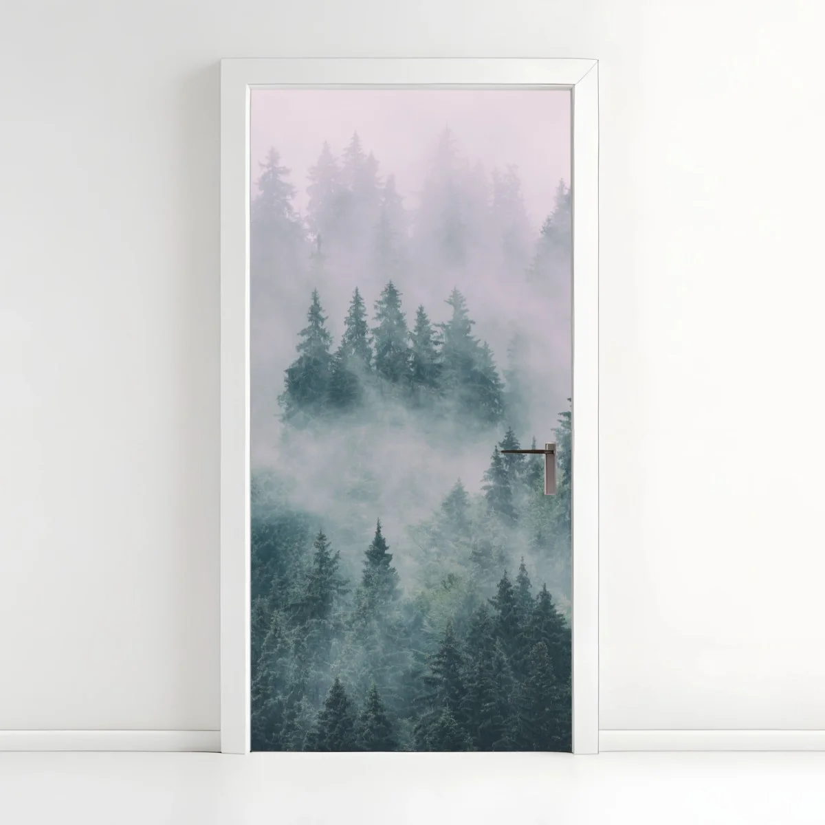 Sticker pour porte forêt de conifères embrumée – Wallnifity® Sticker pour porte forêt de conifères embrumée – Wallnifity®