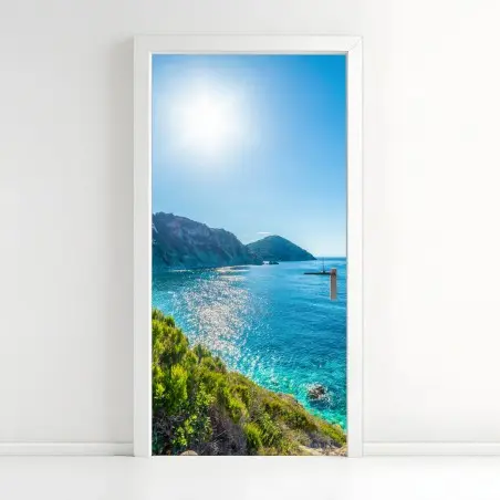 Sticker pour porte panorama côtier de Sansone, île d'Elbe, Toscane – Wallnifity®
