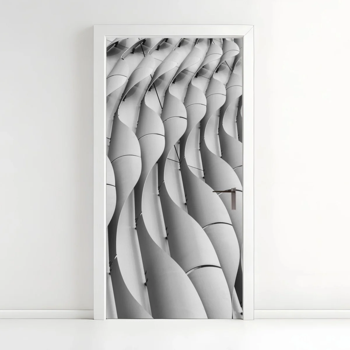 Sticker pour porte motif architectural ondulant en noir et blanc – Wallnifity® Sticker pour porte motif architectural ondulant en noir et blanc – Wallnifity®