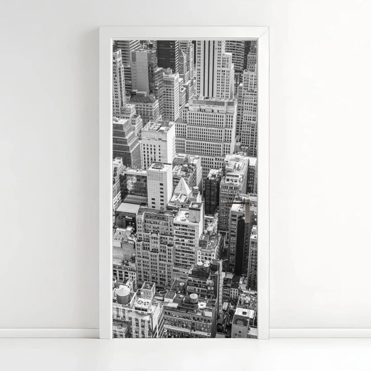 Sticker pour porte panorama urbain de New York en noir et blanc – Wallnifity® Sticker pour porte panorama urbain de New York en noir et blanc – Wallnifity®