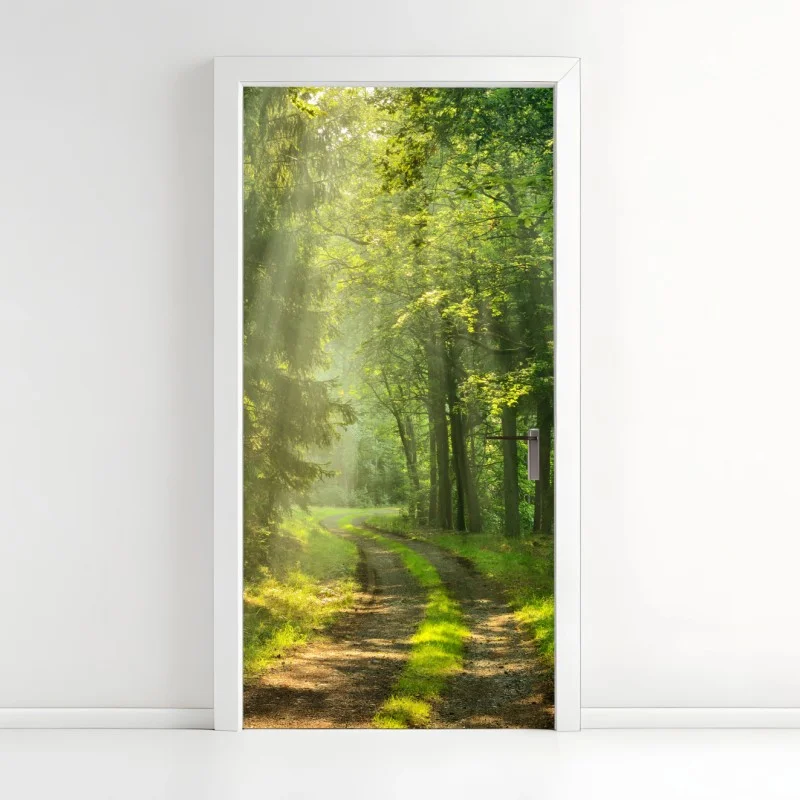 Sticker pour porte chemin forestier baigné de lumière – Wallnifity® Sticker pour porte chemin forestier baigné de lumière – Wallnifity®