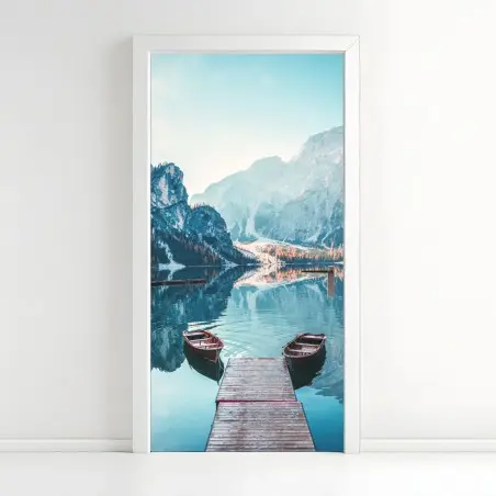 Sticker pour porte reflet paisible au Lac de Braies – Wallnifity®