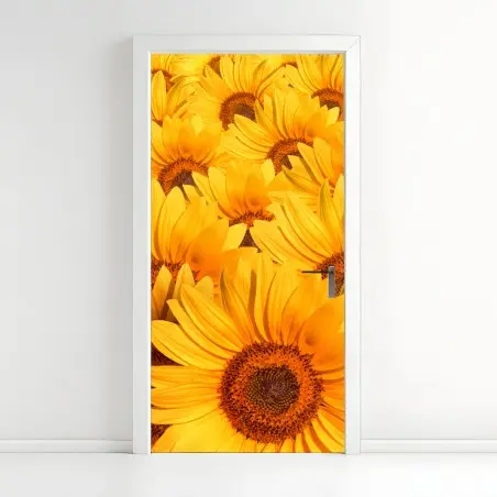 Sticker pour porte mosaïque de tournesols dorés – Wallnifity®