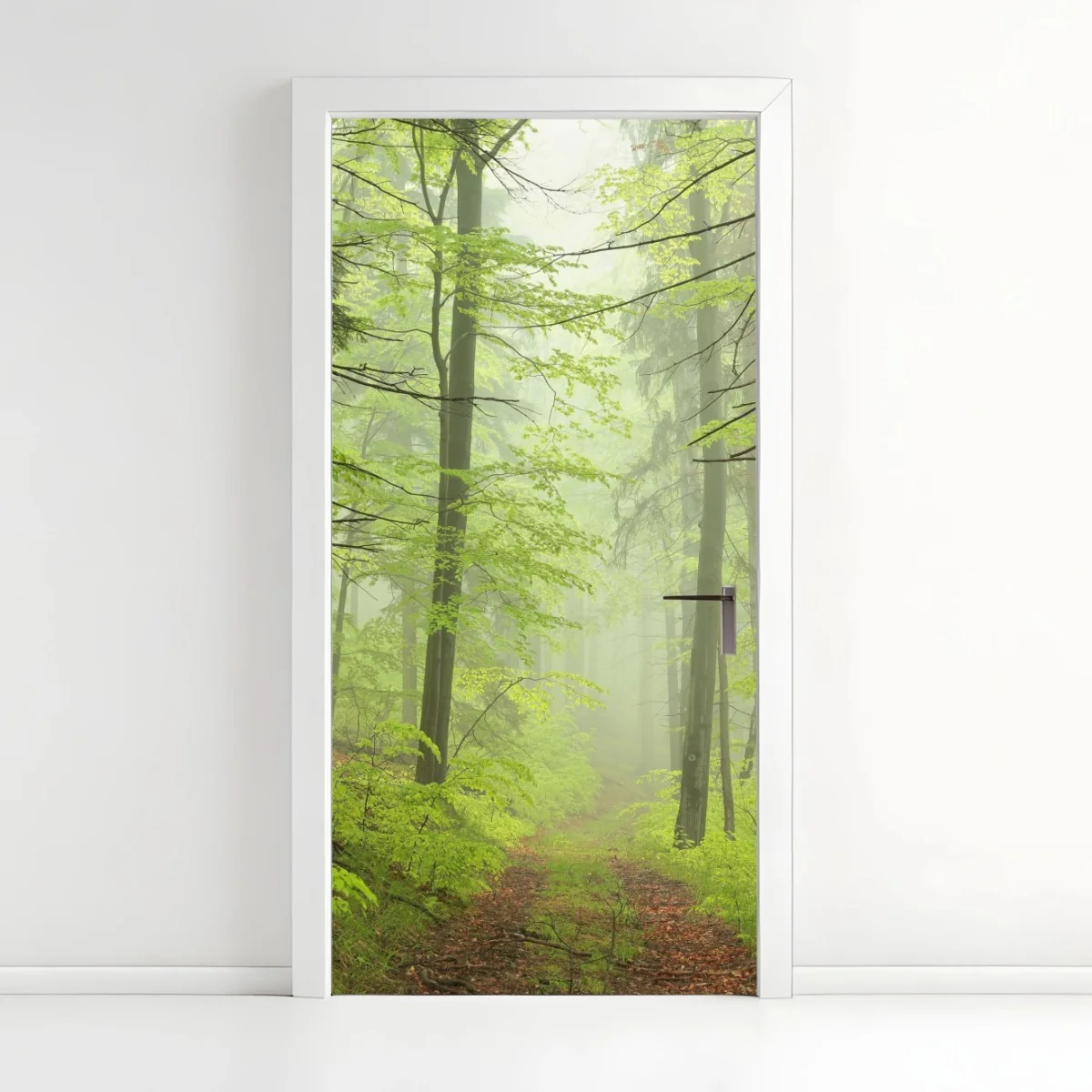 Sticker pour porte sentier brumeux dans la forêt printanière – Wallnifity® Sticker pour porte sentier brumeux dans la forêt printanière – Wallnifity®