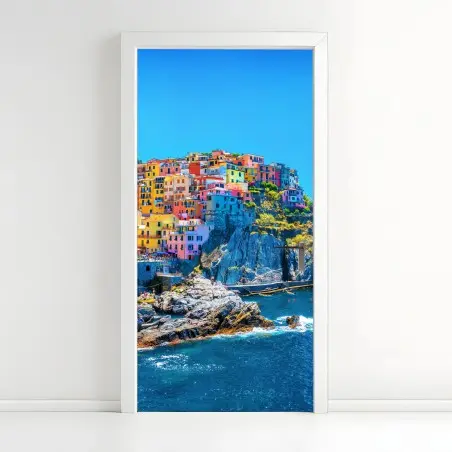 Sticker pour porte paysage côtier coloré de Manarola – Wallnifity®