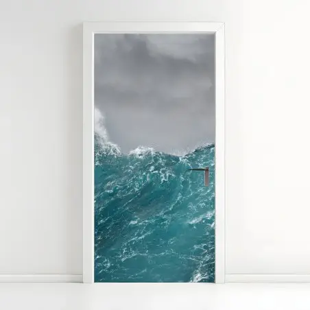 Sticker pour porte vagues tumultueuses sur océan agité – Wallnifity®