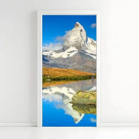 Sticker pour porte vue tranquille du Cervin au reflet parfait – Wallnifity®