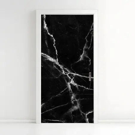 Sticker pour porte élégance marbre noir veiné – Wallnifity®