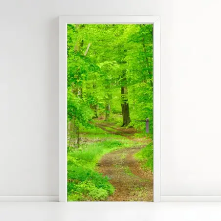 Sticker pour porte sentier verdoyant en forêt – Wallnifity®