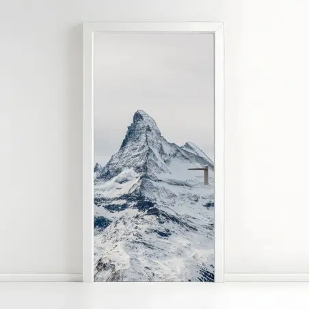 Sticker pour porte paysage majestueux du Cervin enneigé – Wallnifity®