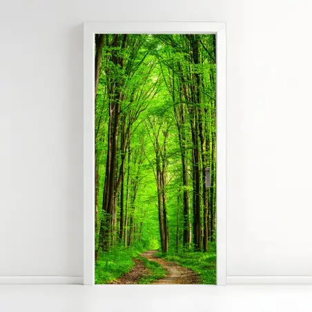 Sticker pour porte allée forestière verdoyante – Wallnifity®