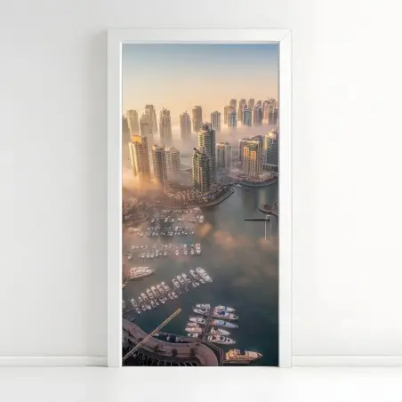 Sticker pour porte Dubaï Marina au coucher de soleil – Wallnifity®