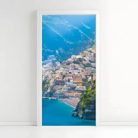 Sticker pour porte vue pittoresque de Positano en bord de mer – Wallnifity®