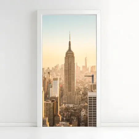Sticker pour porte vue iconique de New York au coucher de soleil – Wallnifity®