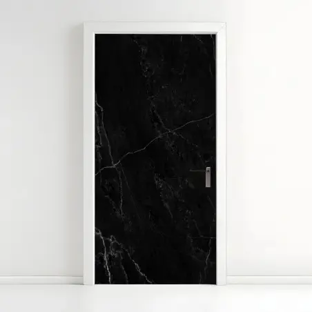 Sticker pour porte marbre noir veiné pour décoration murale – Wallnifity®