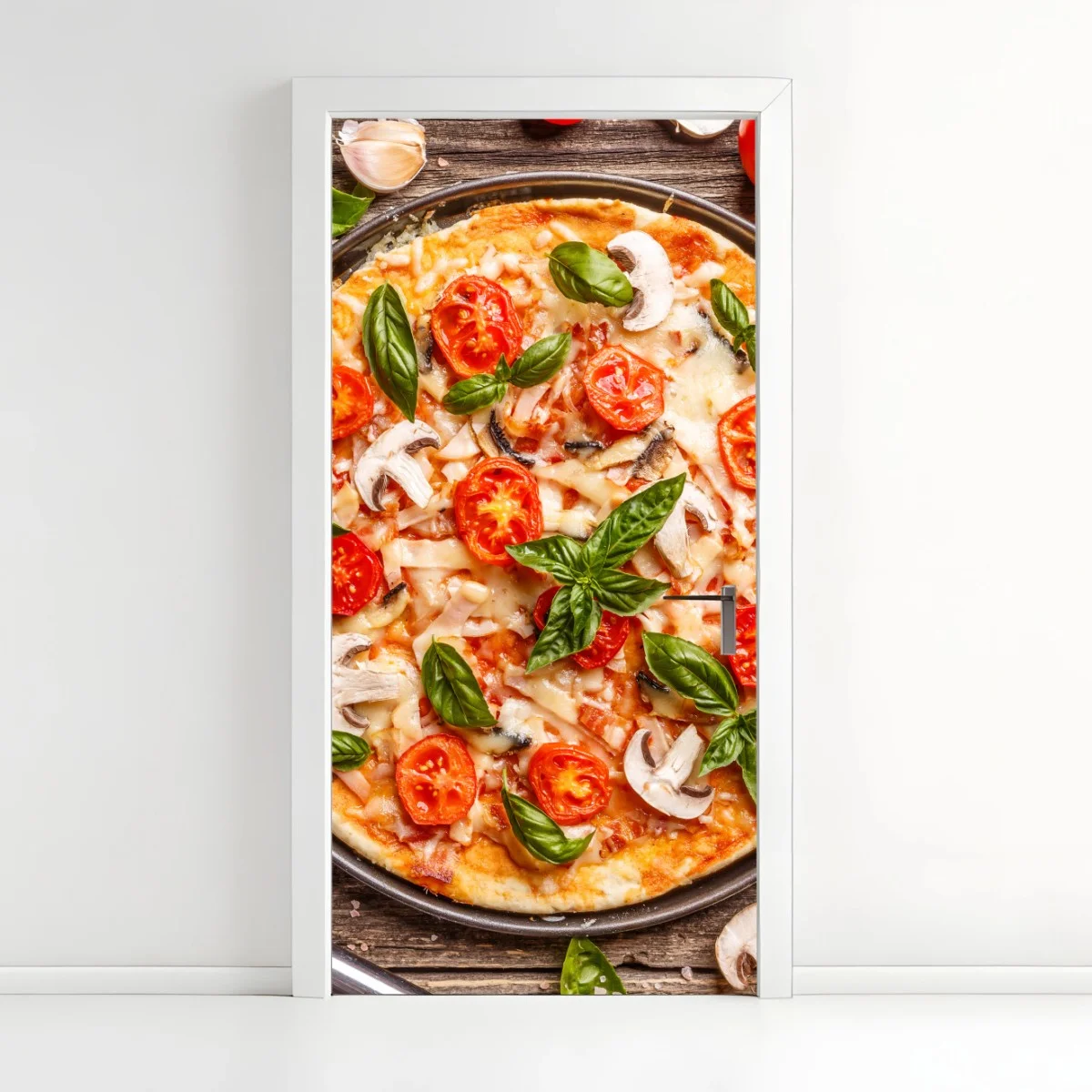 Sticker pour porte pizza italienne rustique sur fond en bois – Wallnifity® Sticker pour porte pizza italienne rustique sur fond en bois – Wallnifity®