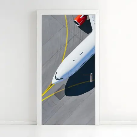 Sticker pour porte avion sur le tarmac vue aérienne minimaliste – Wallnifity®