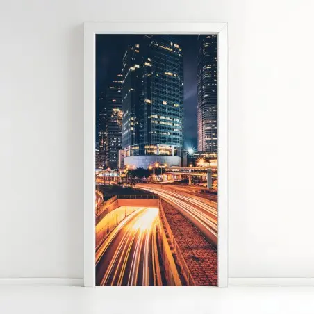 Sticker pour porte métropole nocturne en mouvement – Wallnifity®