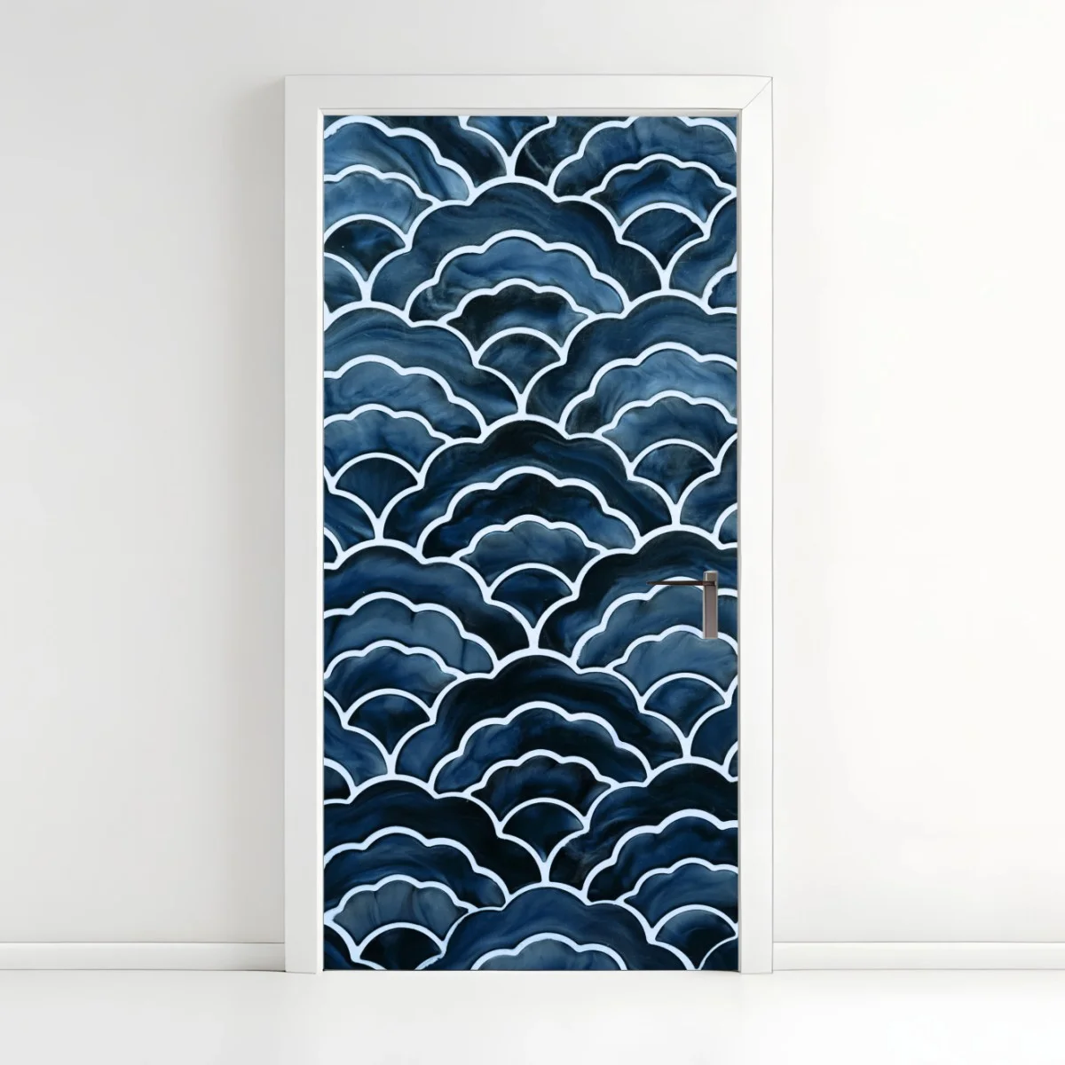 Sticker pour porte motif de vagues japonaises bleu marine – Wallnifity® Sticker pour porte motif de vagues japonaises bleu marine – Wallnifity®