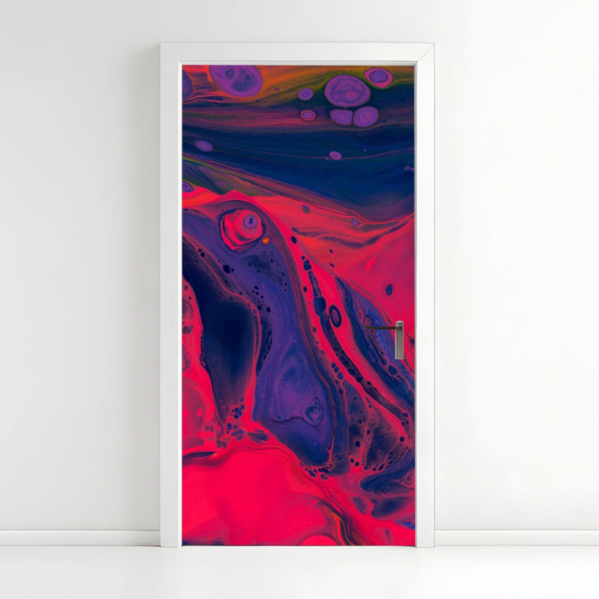 Sticker pour porte abstraction fluide néon rose et violet – Wallnifity®