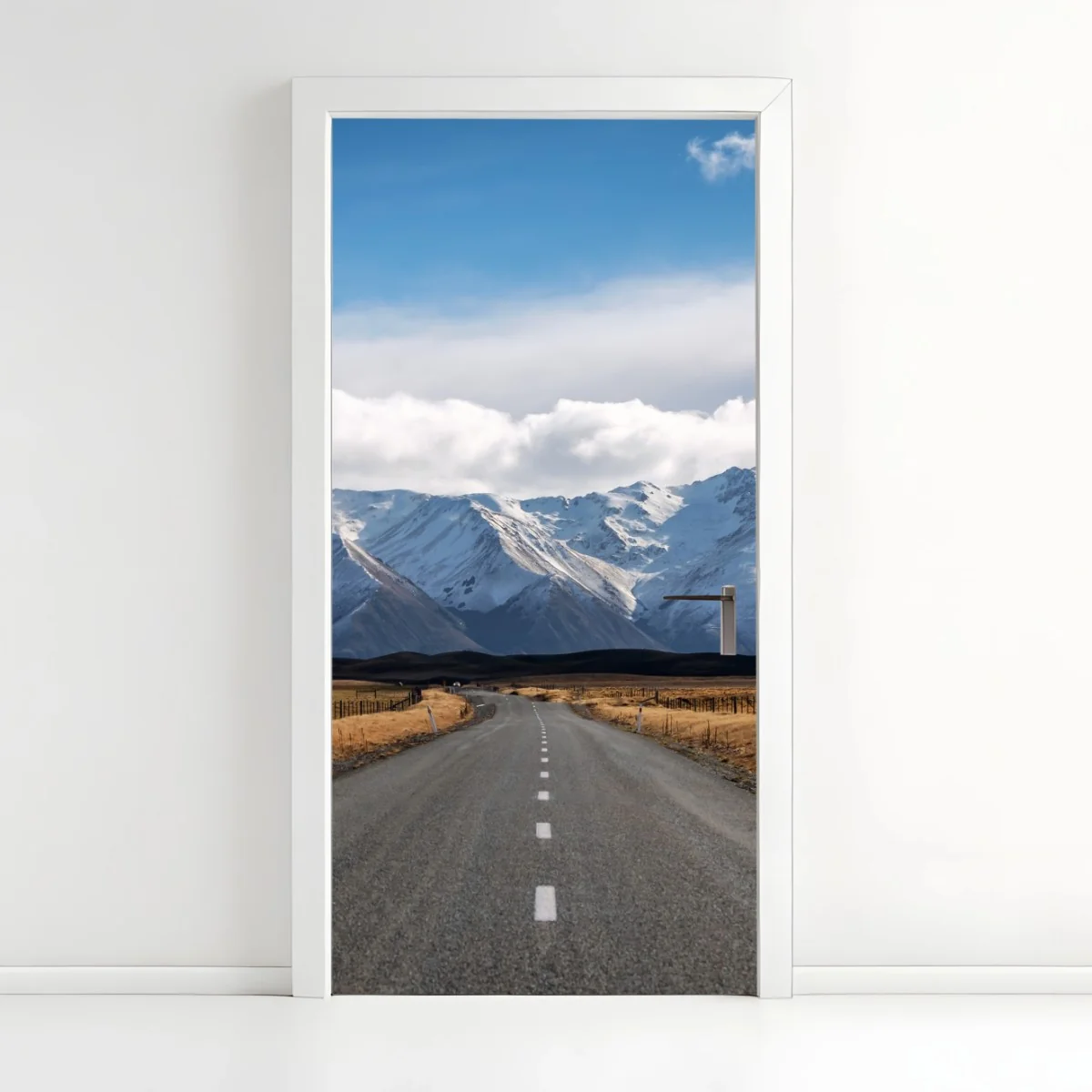 Sticker pour porte route vers les montagnes enneigées de Nouvelle-Zélande – Wallnifity® Sticker pour porte route vers les montagnes enneigées de Nouvelle-Zélande – Wallnifity®