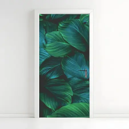 Sticker pour porte motif feuilles tropicales luxuriantes – Wallnifity®