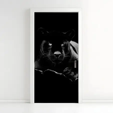 Sticker pour porte regard perçant de la panthère noire – Wallnifity®