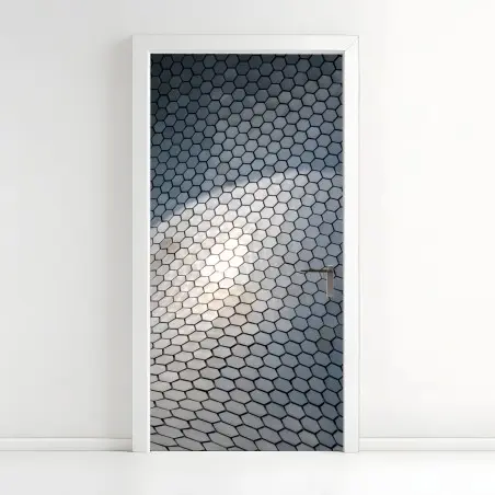 Sticker pour porte motif hexagonal ondulant pour décoration murale – Wallnifity®