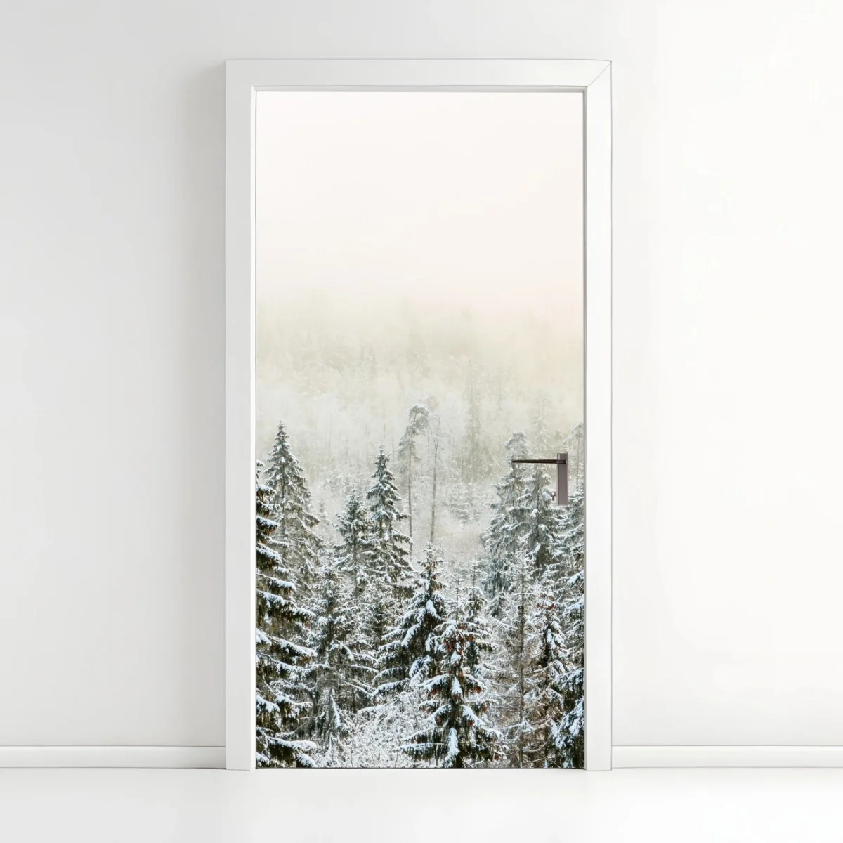 Sticker pour porte forêt enneigée et brumeuse – Wallnifity® Sticker pour porte forêt enneigée et brumeuse – Wallnifity®