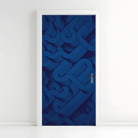 Sticker pour porte mouvement linéaire bleu profond – Wallnifity®