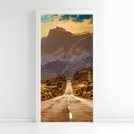 Sticker pour porte route vers les montagnes de Tenerife au coucher de soleil – Wallnifity®