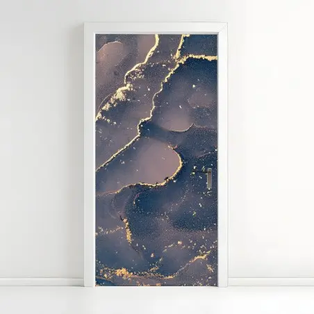 Sticker pour porte marbre céleste aux reflets dorés – Wallnifity®
