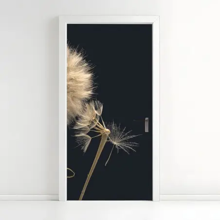 Sticker pour porte souffle de pissenlit sur fond sombre – Wallnifity®