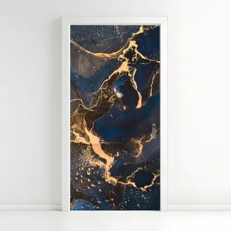 Sticker pour porte vagues d'or sur bleu profond – Wallnifity®