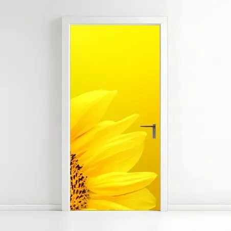 Sticker pour porte tournesol éclatant sur fond jaune – Wallnifity®