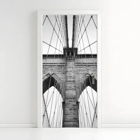 Sticker pour porte pont de Brooklyn en perspective architecturale – Wallnifity®
