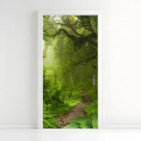 Sticker pour porte chemin secret dans la forêt tropicale – Wallnifity®