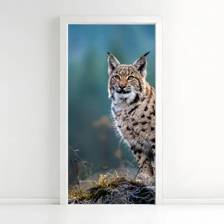 Sticker pour porte lynx majestueux en lisière de forêt – Wallnifity®