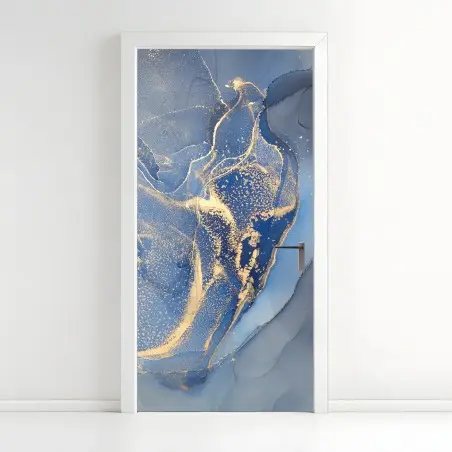 Sticker pour porte vagues d'or sur fond bleu – Wallnifity®