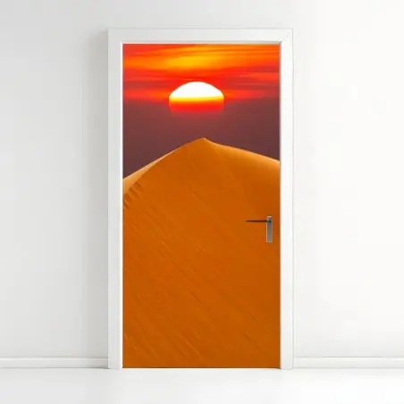 Sticker pour porte coucher de soleil sur les dunes dorées – Wallnifity®