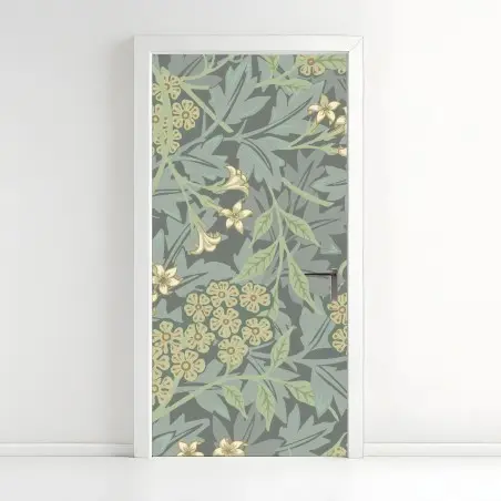 Sticker pour porte motif floral botanique élégant – Wallnifity®