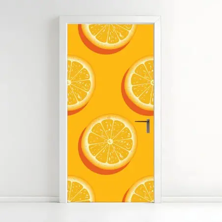 Sticker pour porte motif d'oranges ensoleillées – Wallnifity®
