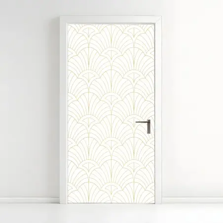 Sticker pour porte motif art déco doré sur fond blanc – Wallnifity®