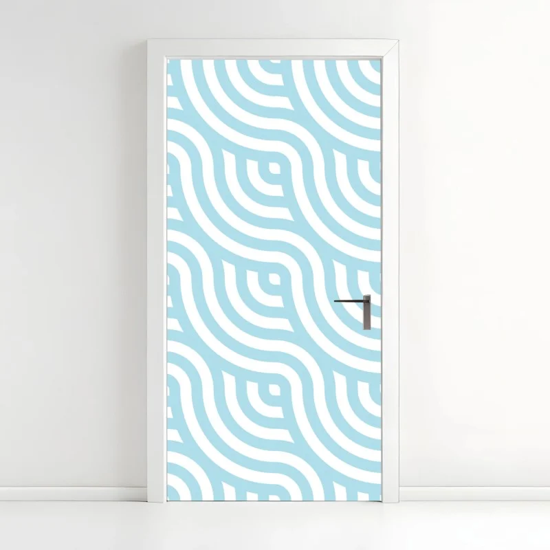Sticker pour porte motif géométrique ondulé bleu et blanc – Wallnifity® Sticker pour porte motif géométrique ondulé bleu et blanc – Wallnifity®
