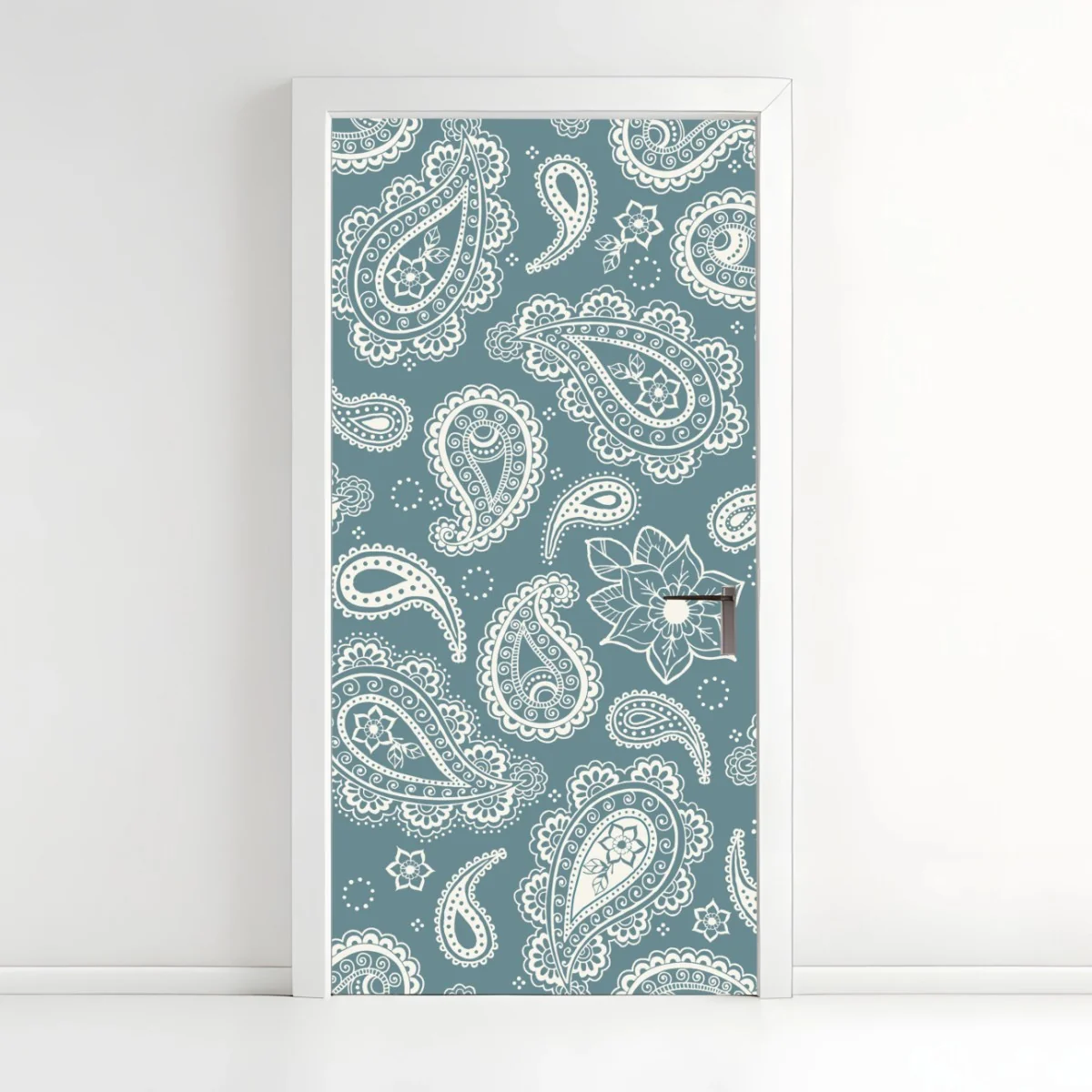 Sticker pour porte motif cachemire floral bleu-vert élégant – Wallnifity® Sticker pour porte motif cachemire floral bleu-vert élégant – Wallnifity®