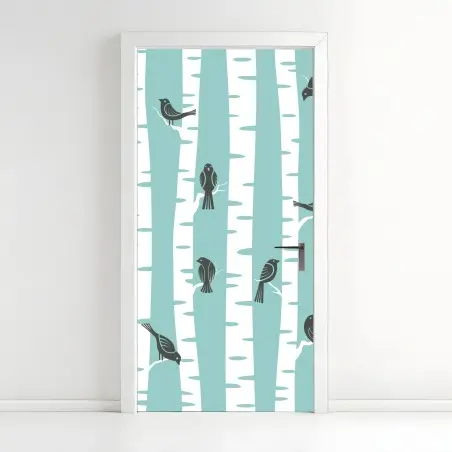 Sticker pour porte oiseaux sur troncs de bouleau menthe – Wallnifity®
