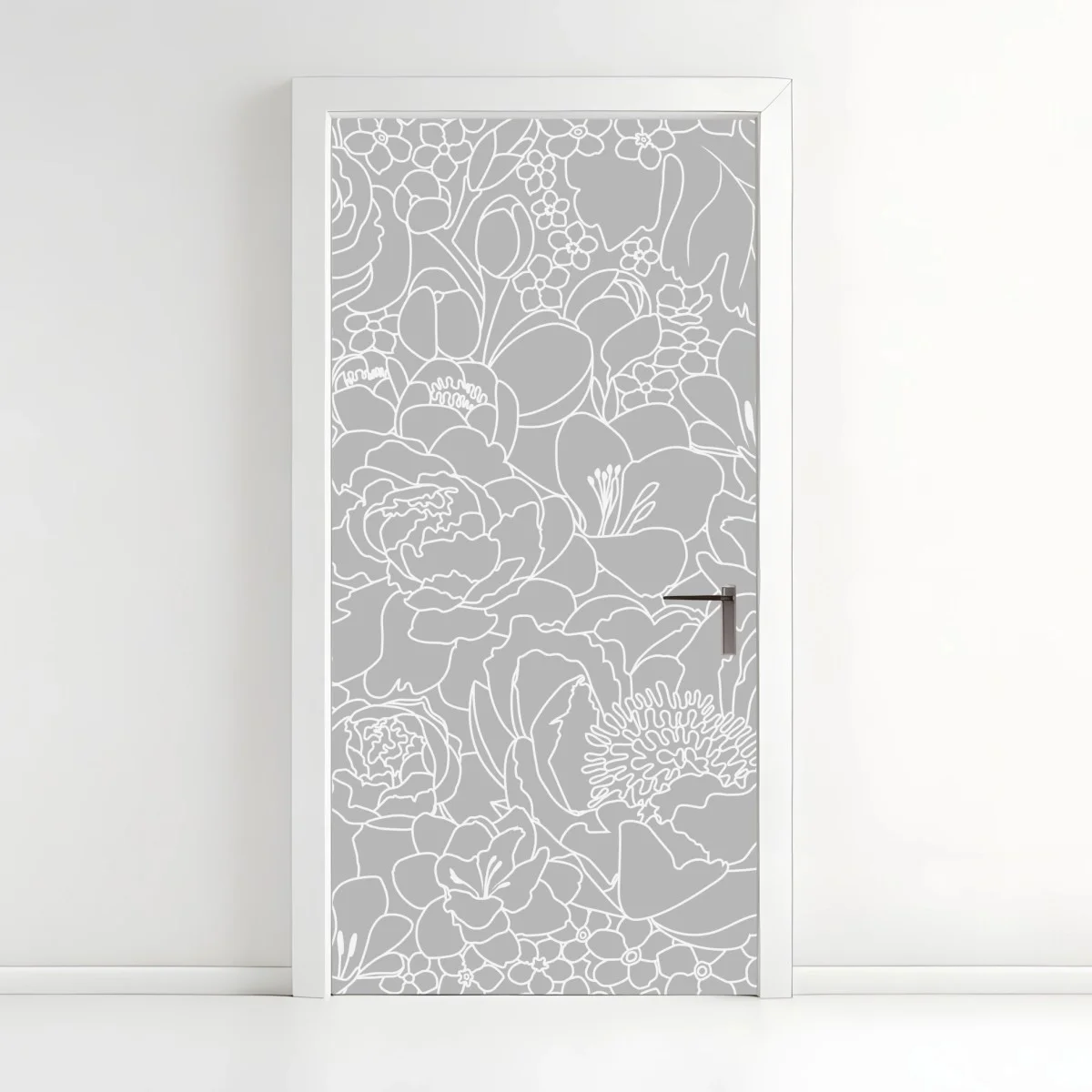 Sticker pour porte motif floral monochrome élégant – Wallnifity® Sticker pour porte motif floral monochrome élégant – Wallnifity®