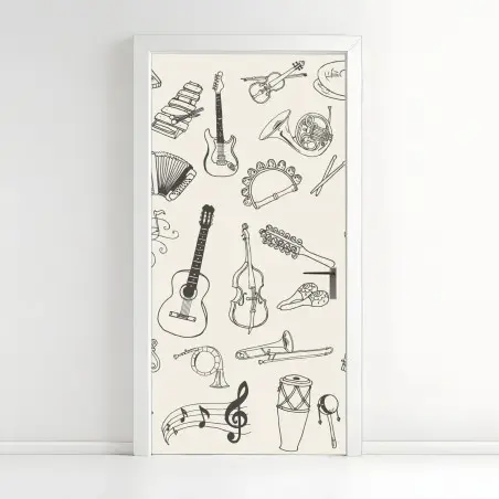 Sticker pour porte collection d'instruments de musique dessinés à la main – Wallnifity®