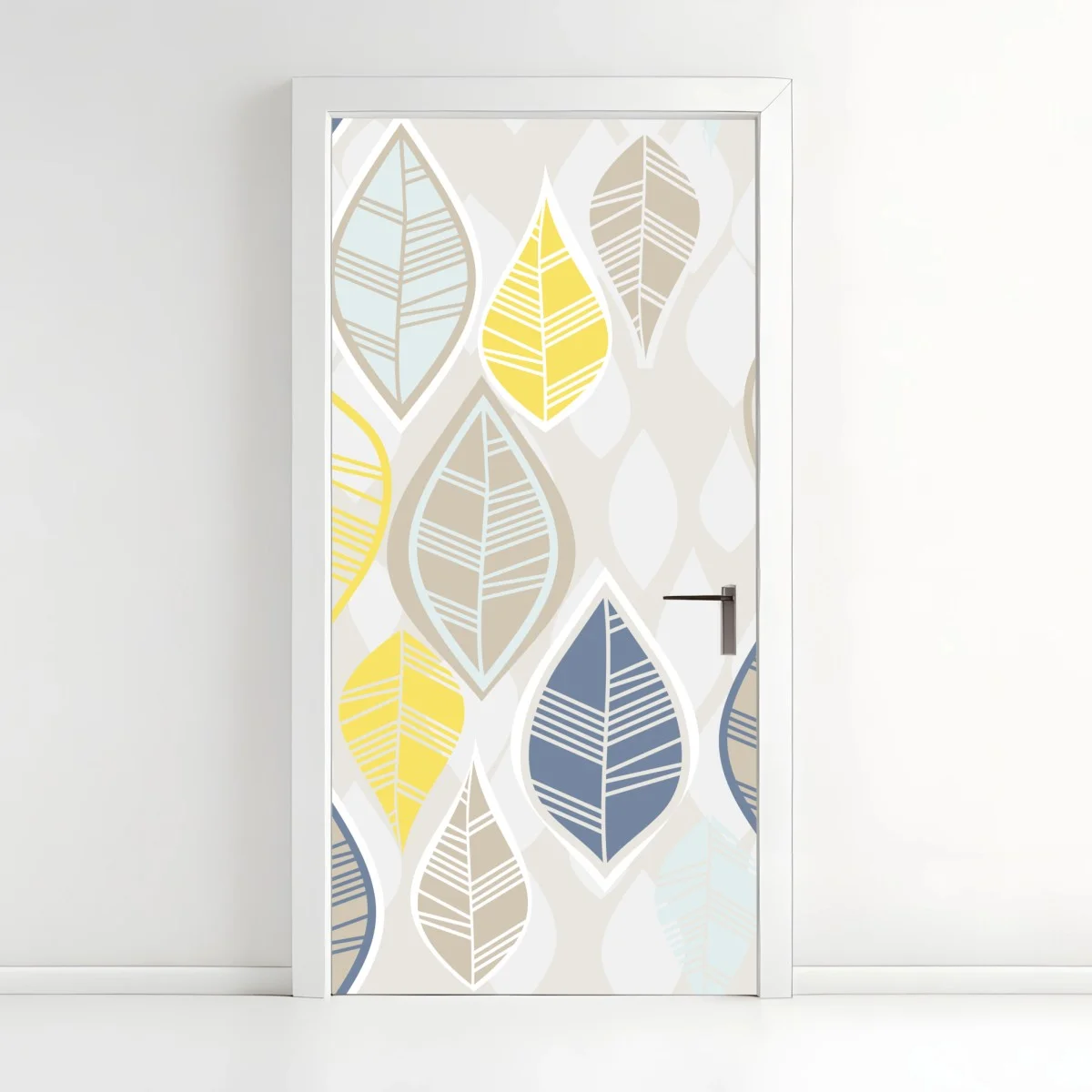 Sticker pour porte motif feuilles scandinaves pastel – Wallnifity® Sticker pour porte motif feuilles scandinaves pastel – Wallnifity®